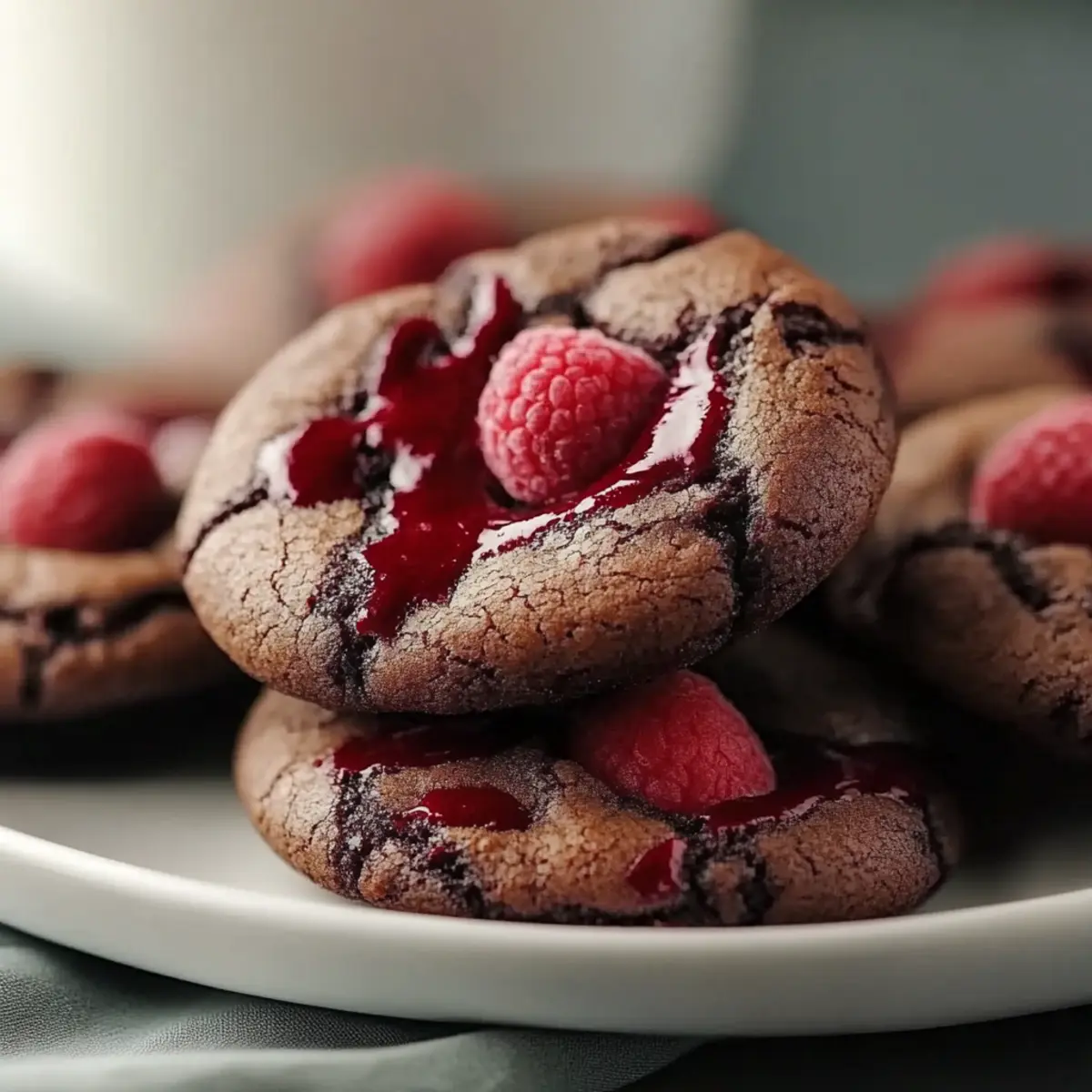 Fudgy Raspberry Dark Chocolate Cookies