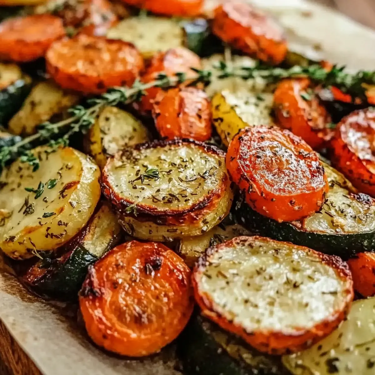 Garlic Herb Roasted Potatoes, Carrots, and Zucchini