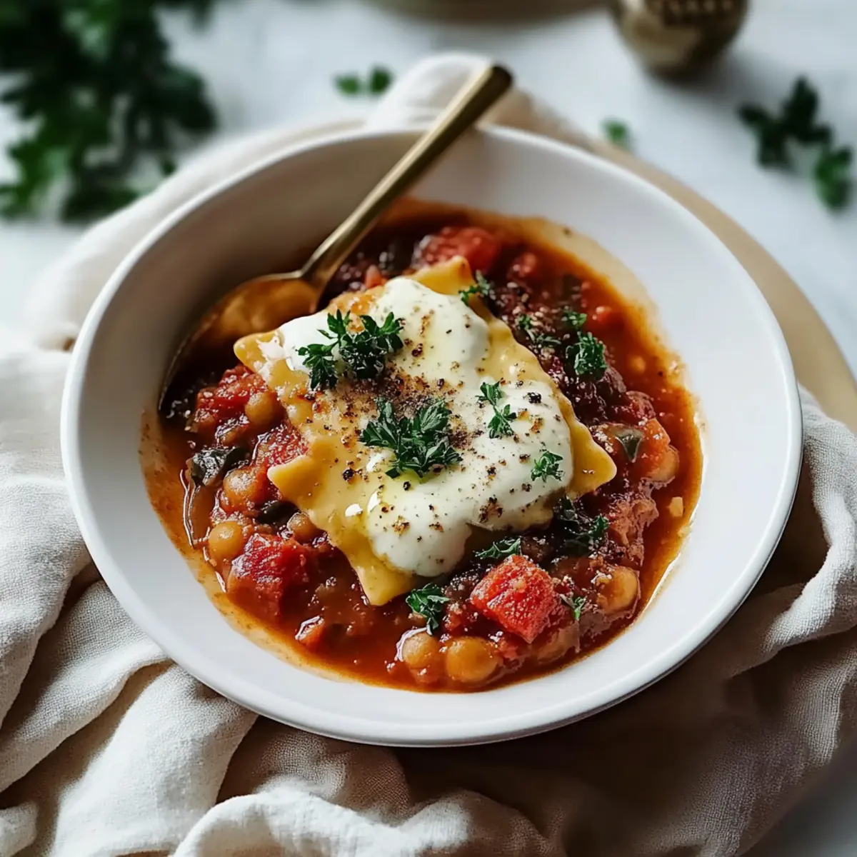 Lentil Lasagna Soup