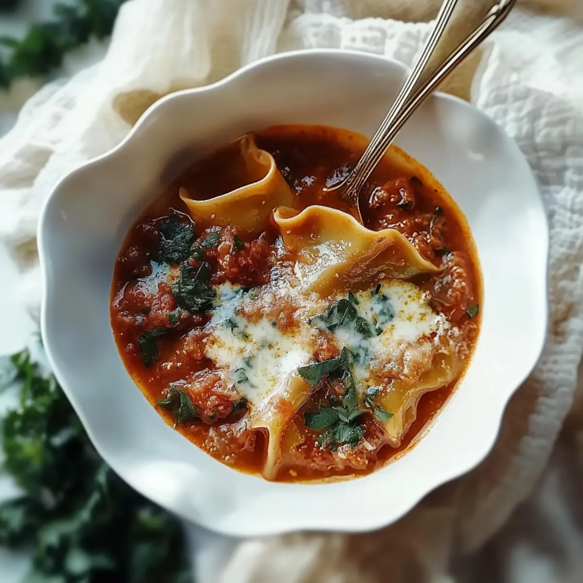 Lentil Lasagna Soup