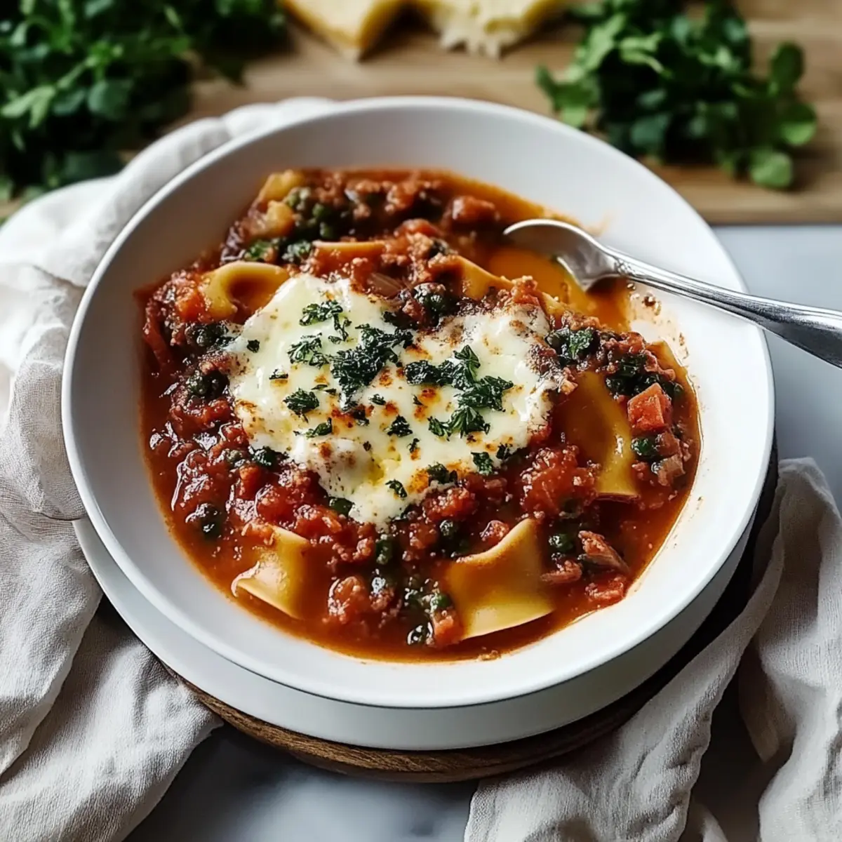 Lentil Lasagna Soup