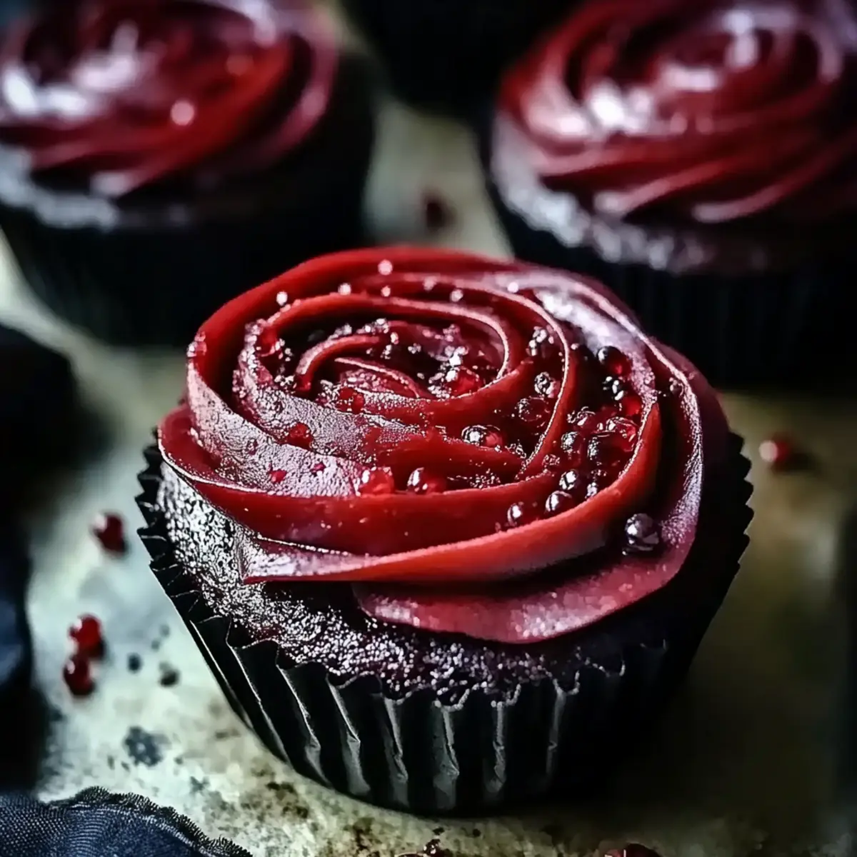 Midnight Rose Garden Cupcakes