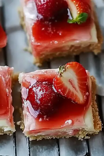 Strawberry Coconut No-Bake Cheesecake Bars