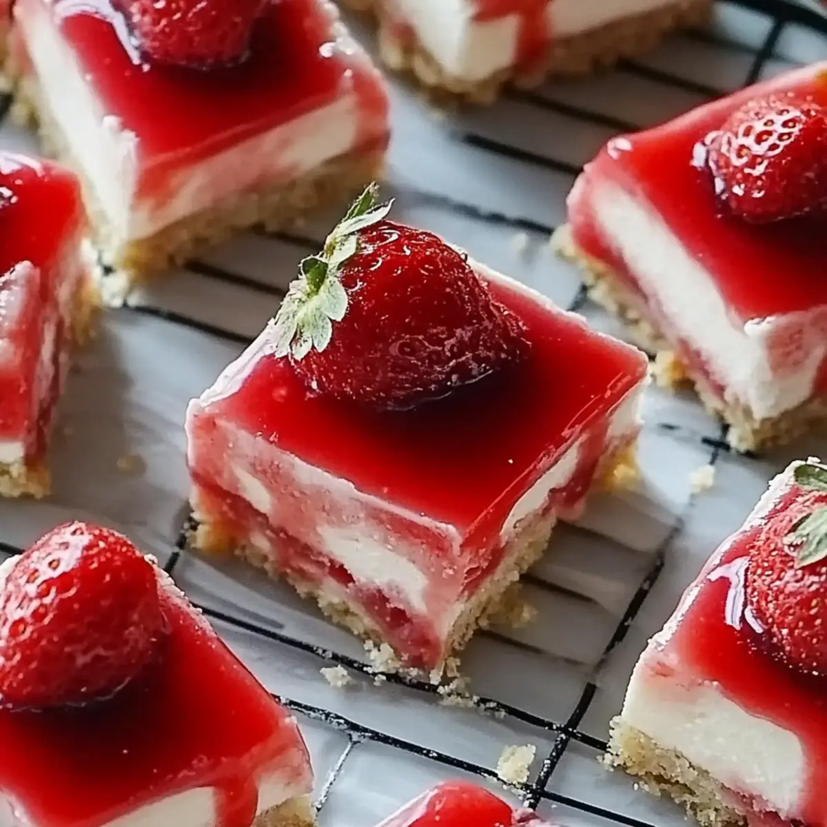 Strawberry Coconut No-Bake Cheesecake Bars