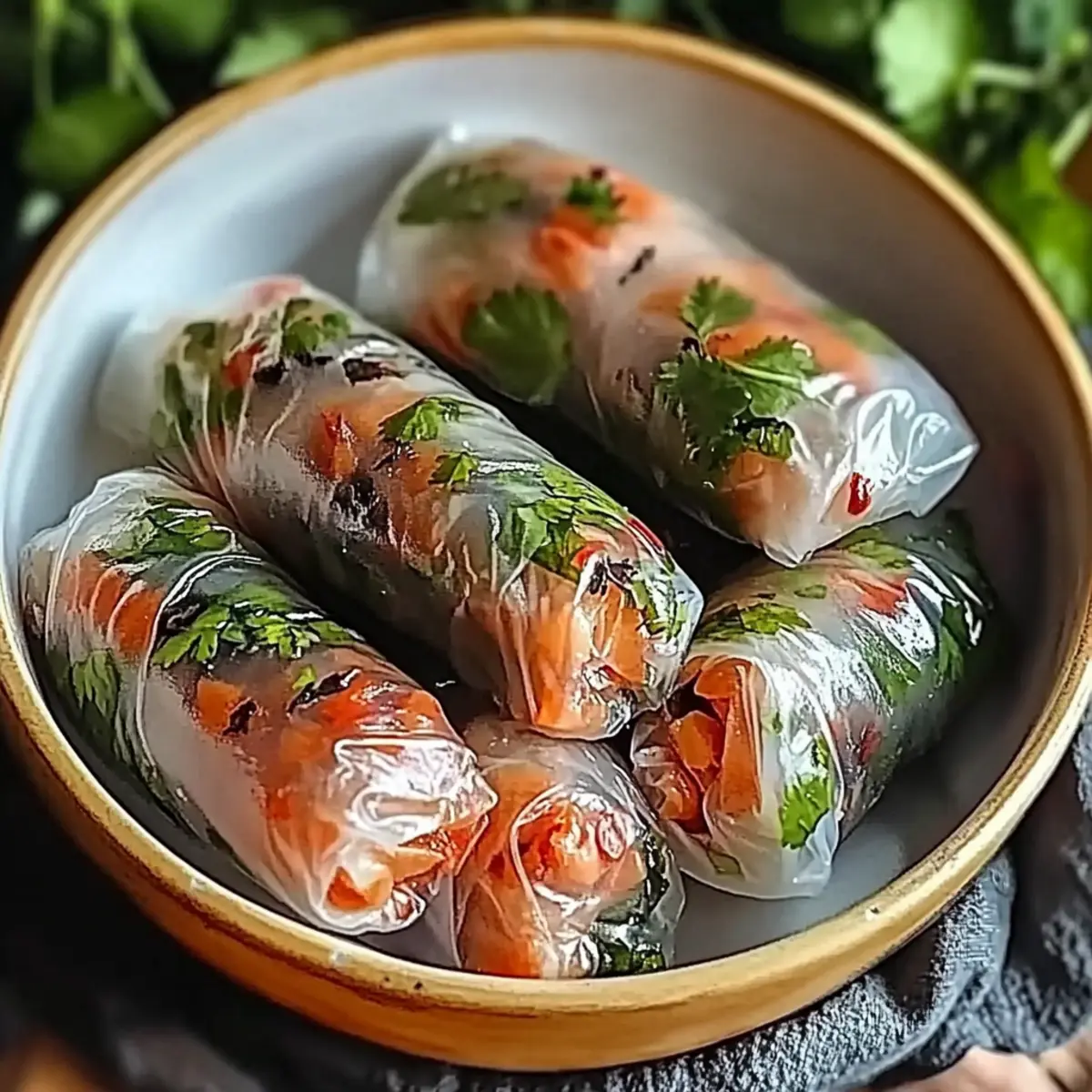 Vietnamese Baked Salmon Spring Rolls