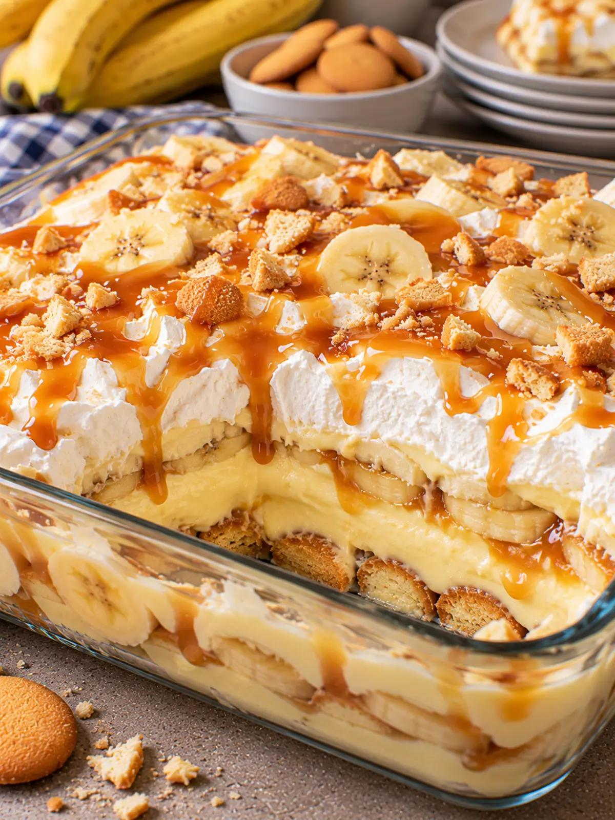 Banana Caramel Cream Pudding Casserole - A Delicious Treat — final presentation