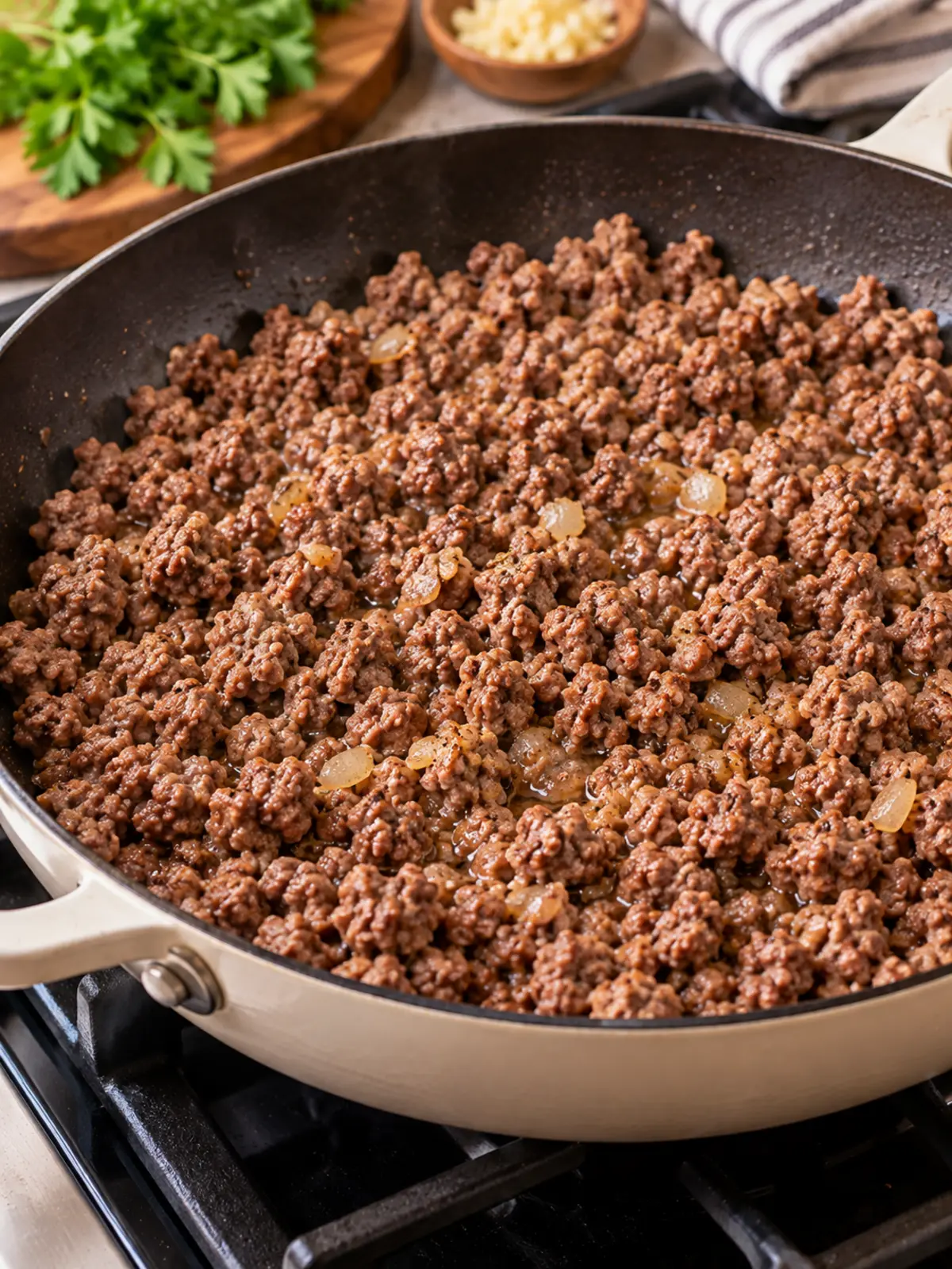 Beef Rotini in Four Cheese Cream Sauce — process instructional
