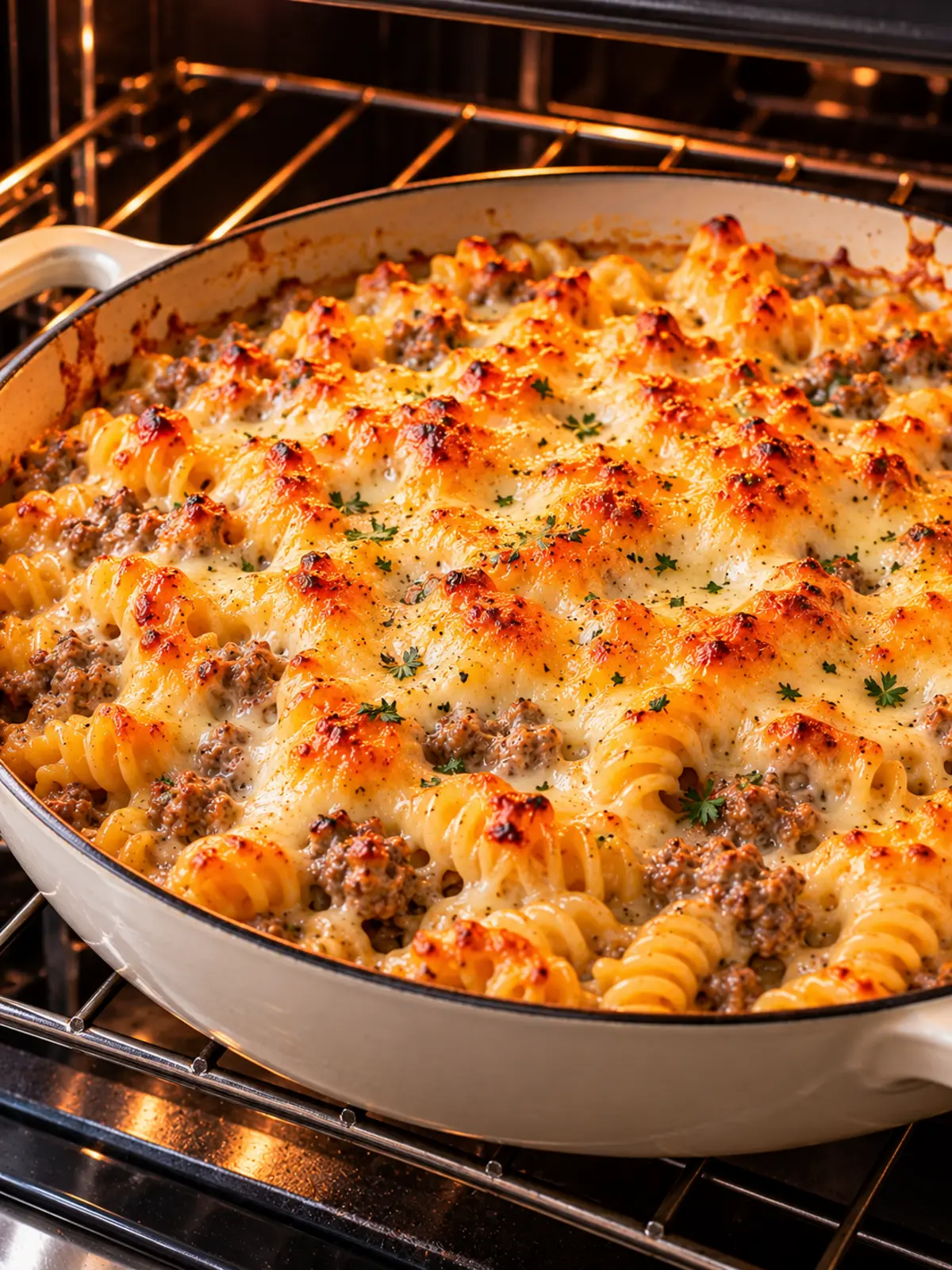 Beef Rotini in Four Cheese Cream Sauce — process transformation