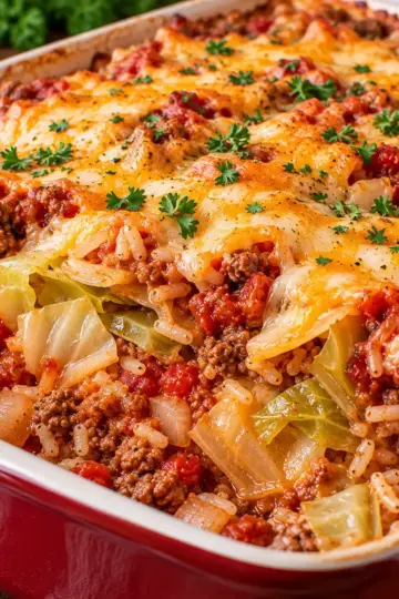 Cabbage Roll Casserole with Ground Beef — featured