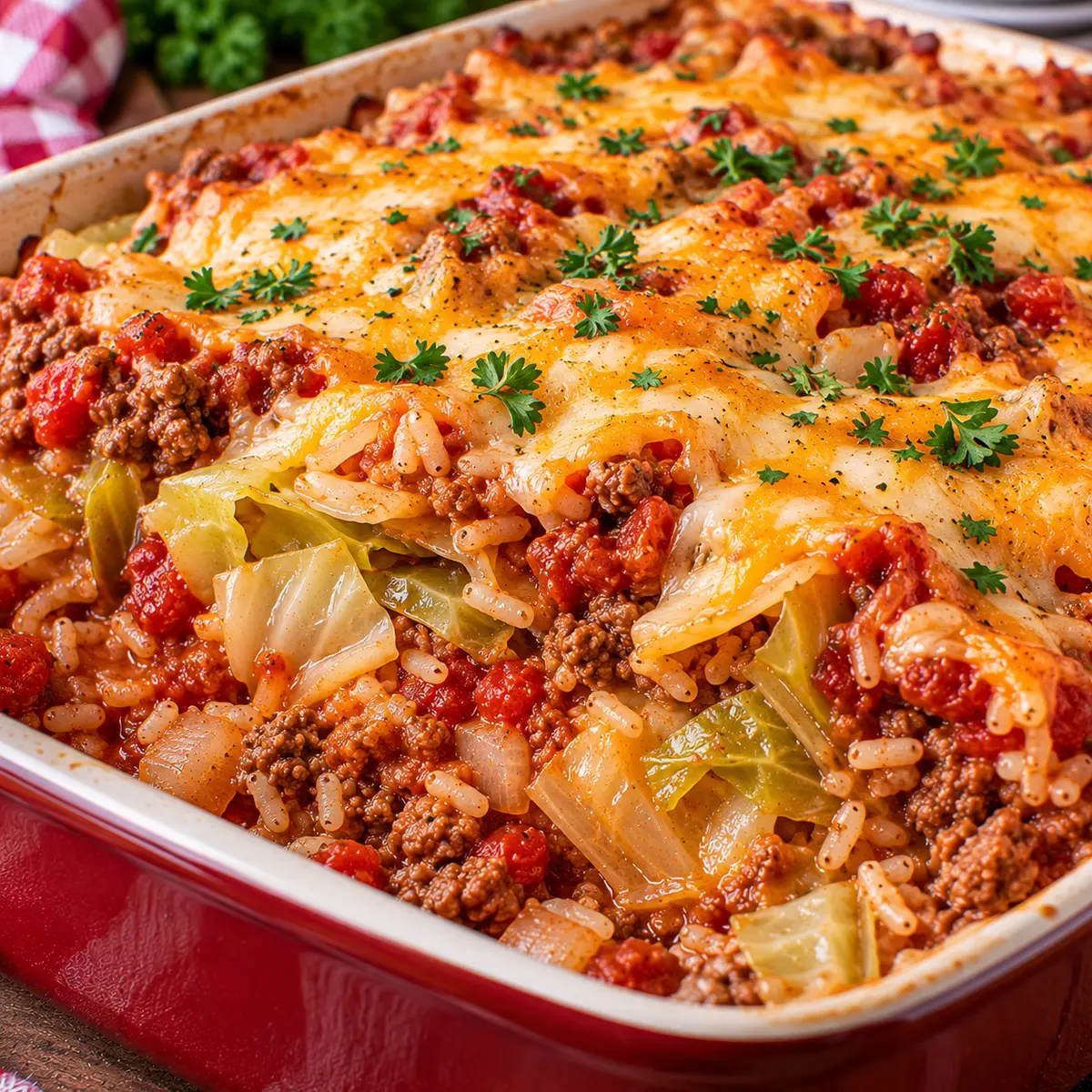 Cabbage Roll Casserole with Ground Beef — featured