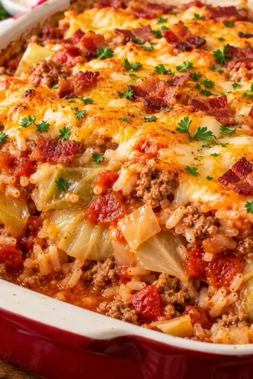 Cabbage Roll Casserole with Turkey Bacon — featured