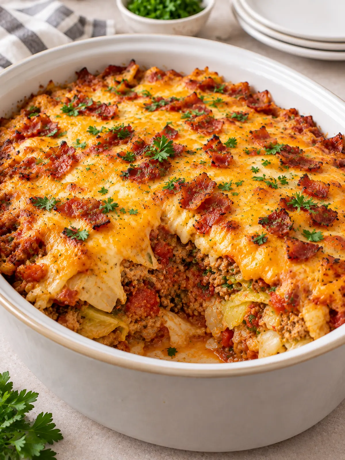 Cabbage Roll Casserole with Turkey Bacon — final beauty