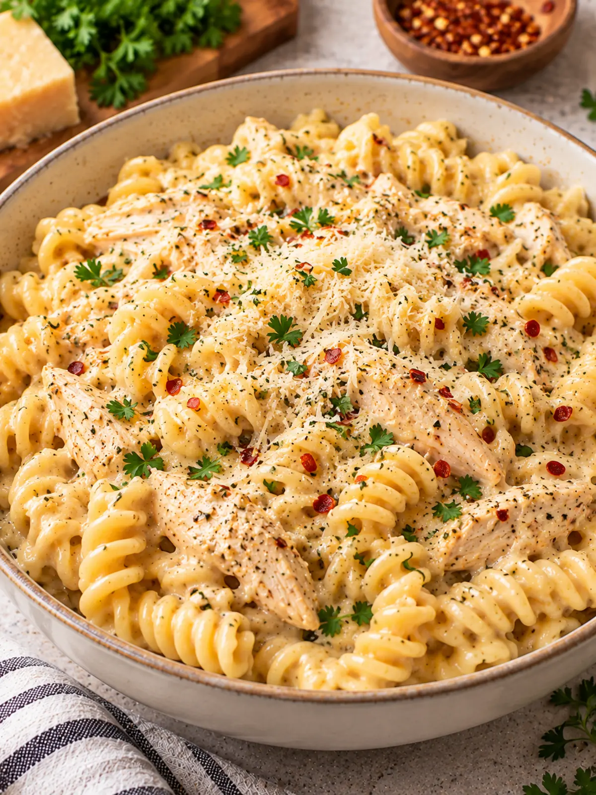 Crockpot Garlic Parmesan Chicken Pasta Recipe — final beauty