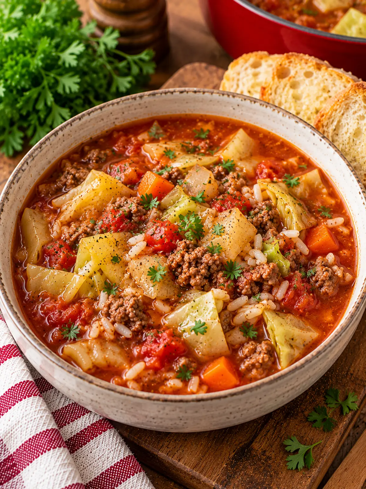 Hamburger Cabbage Soup: Hearty and Filling — final soup served