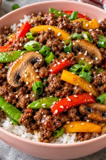 Healthy Chinese Ground Beef Stir Fry Recipe — featured