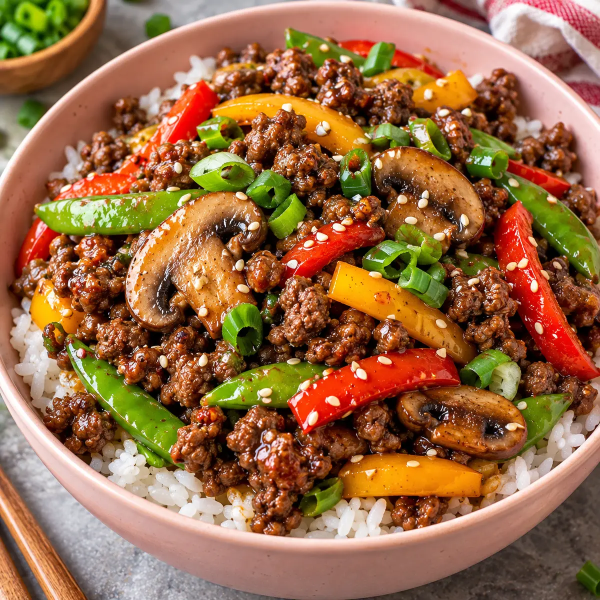 Healthy Chinese Ground Beef Stir Fry Recipe — featured