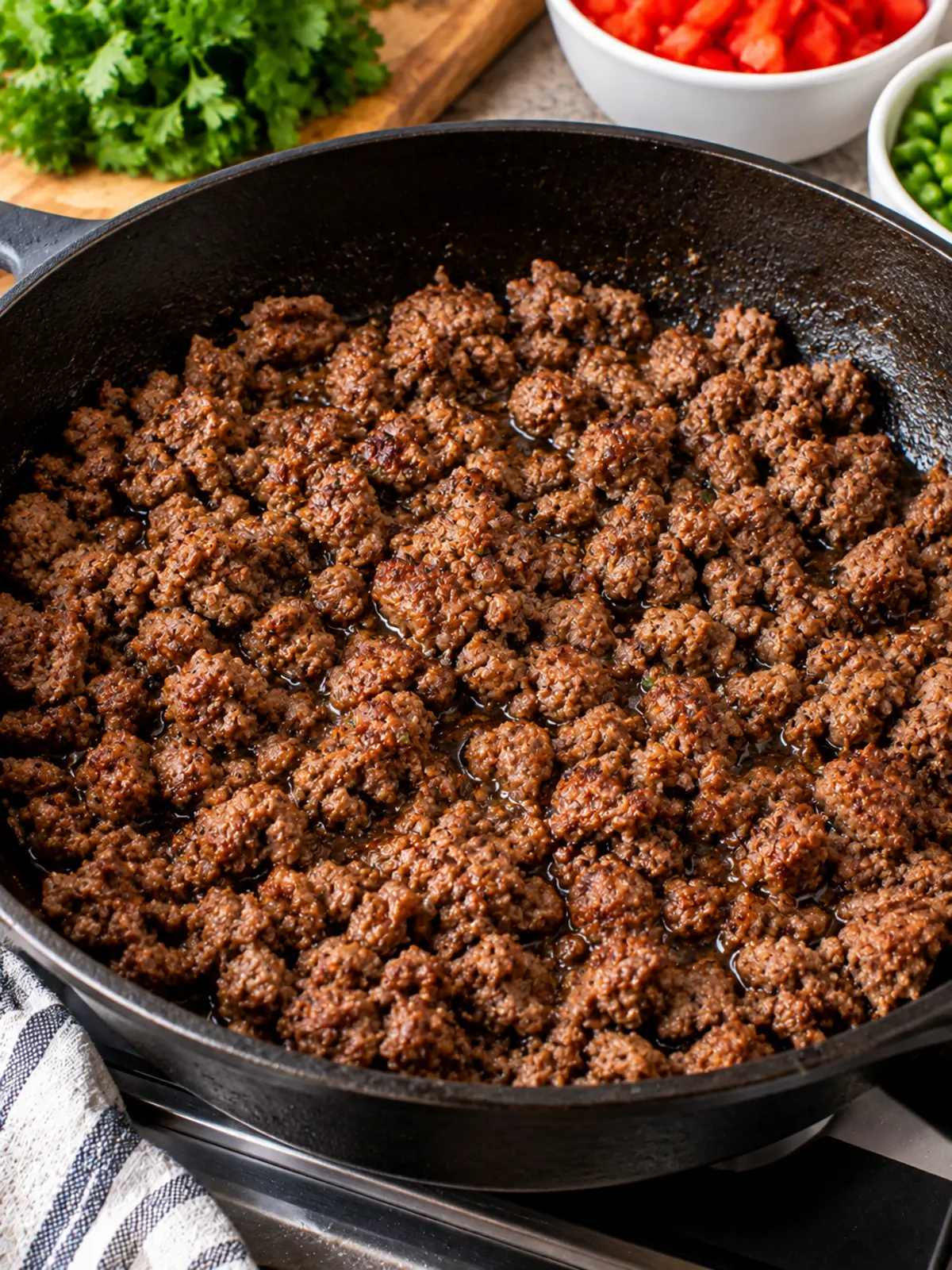 Healthy Chinese Ground Beef Stir Fry Recipe — process image