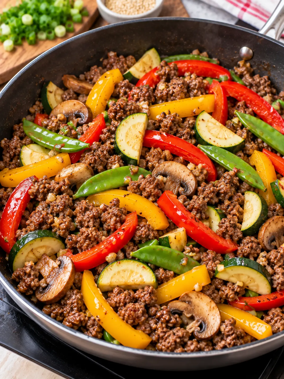 Healthy Chinese Ground Beef Stir Fry Recipe — process image