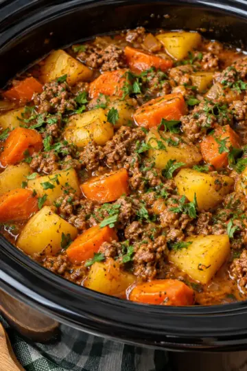 Slow Cooker Ground Beef Stew for Hearty Comfort — featured