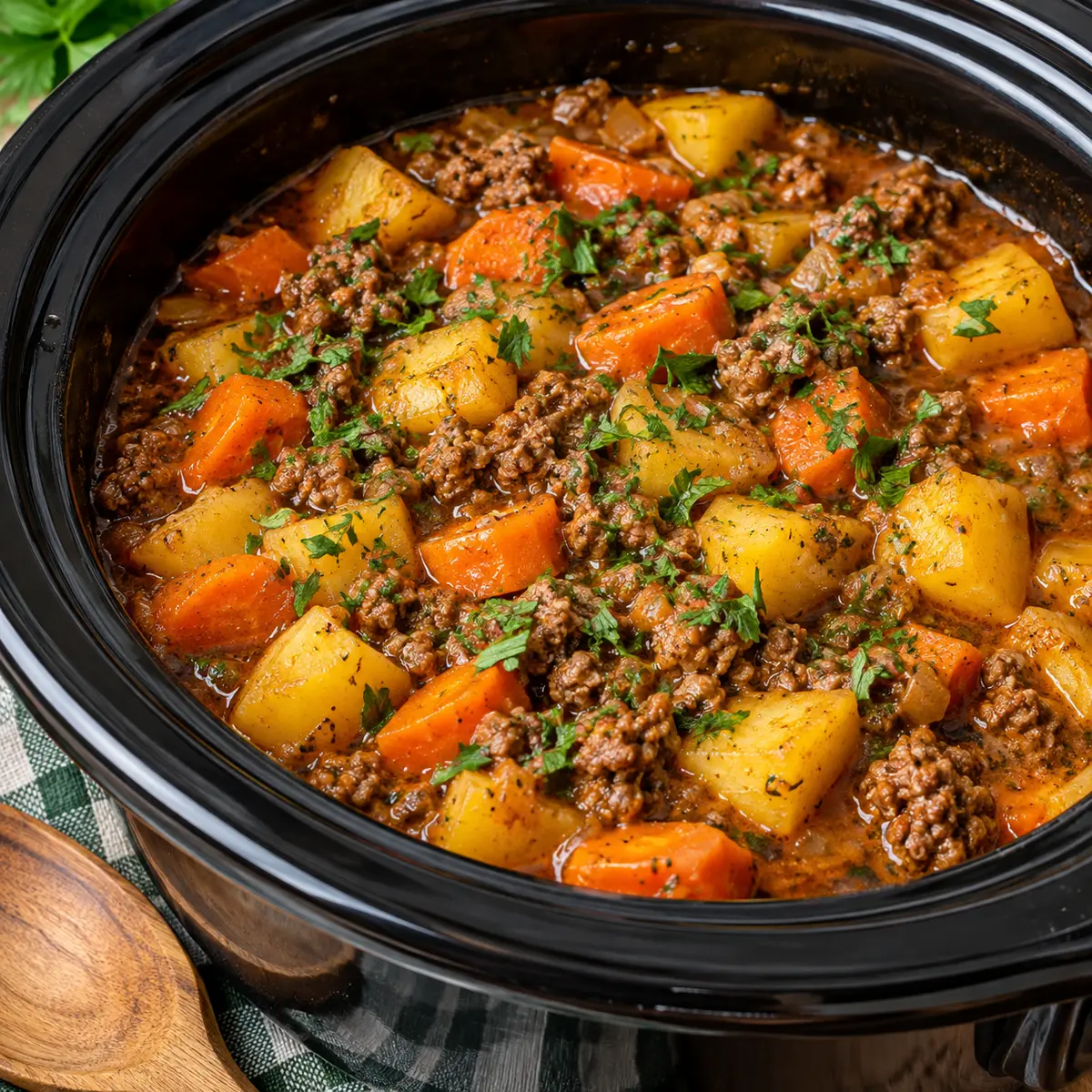 Slow Cooker Ground Beef Stew for Hearty Comfort — featured