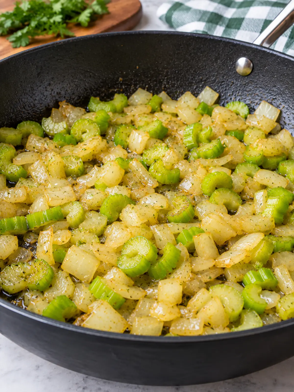 Slow Cooker Ground Beef Stew for Hearty Comfort — sautéing aromatics process