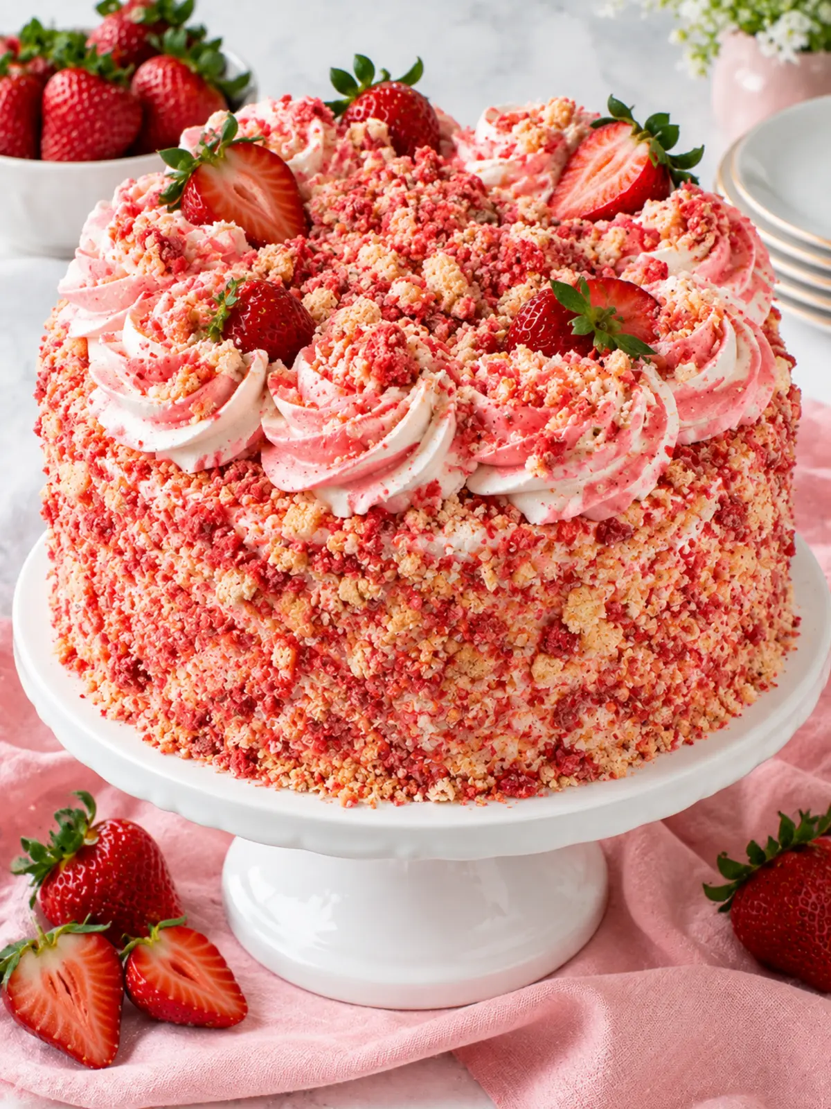 Strawberry Crunch Ice Cream Cake - A Fun Dessert — finished dish