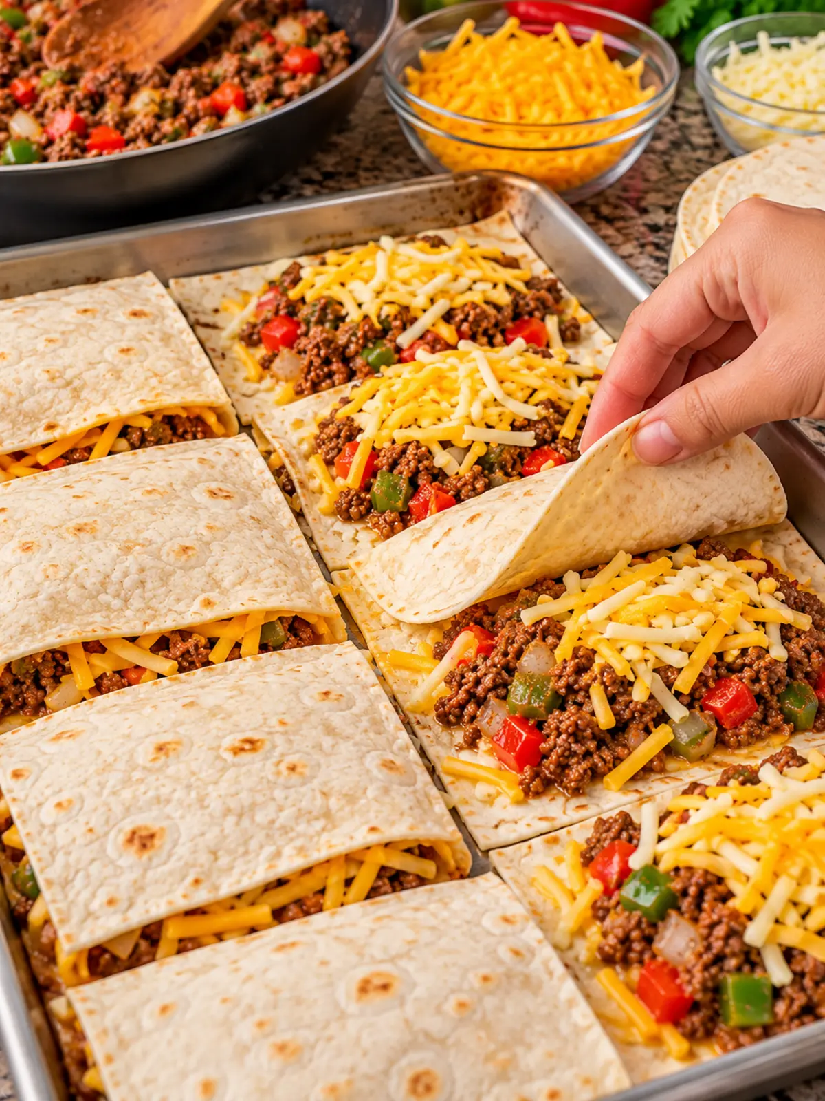 Crispy Cheesy Sheet Pan Tacos - A Perfect Family Meal — process