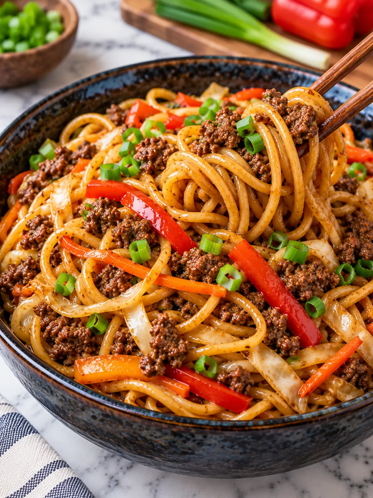 Ground Beef Chow Mein Slow Cooker Recipe — finished dish