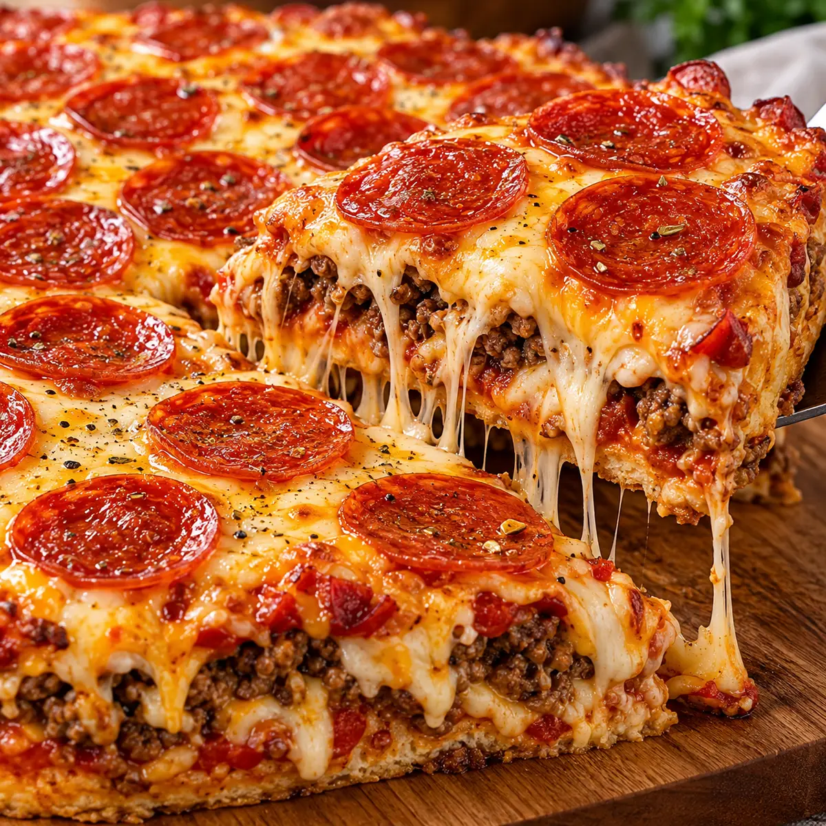 Pepperoni Cheeseburger Pizza — featured