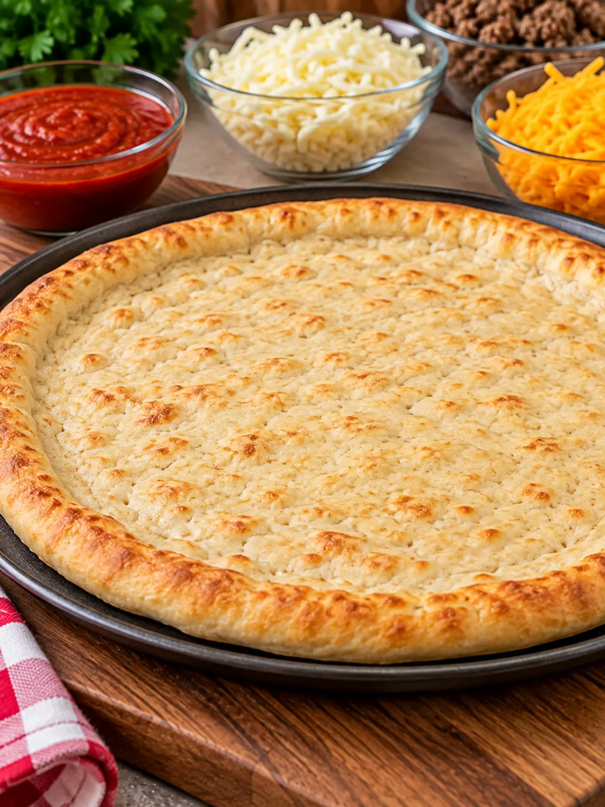 Pepperoni Cheeseburger Pizza — prebaked crust