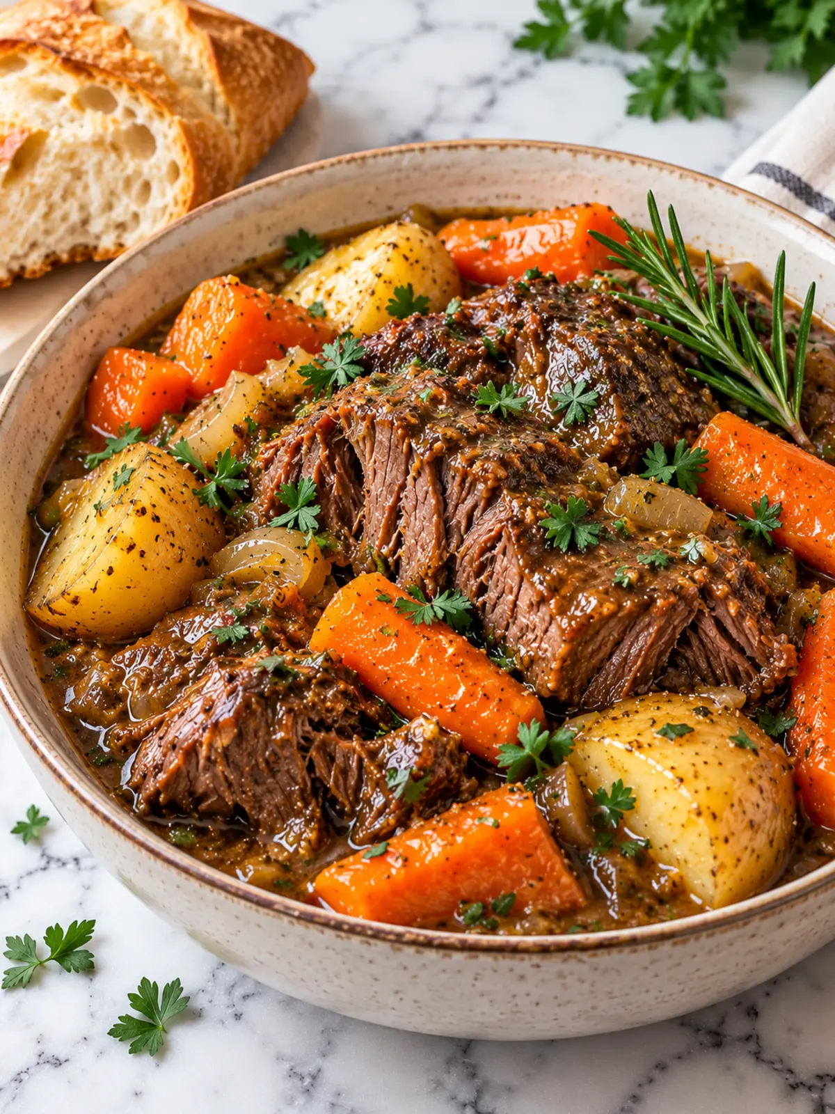 Slow Cooker Pot Roast with Rich Gravy and Veggies — finished dish follow-up