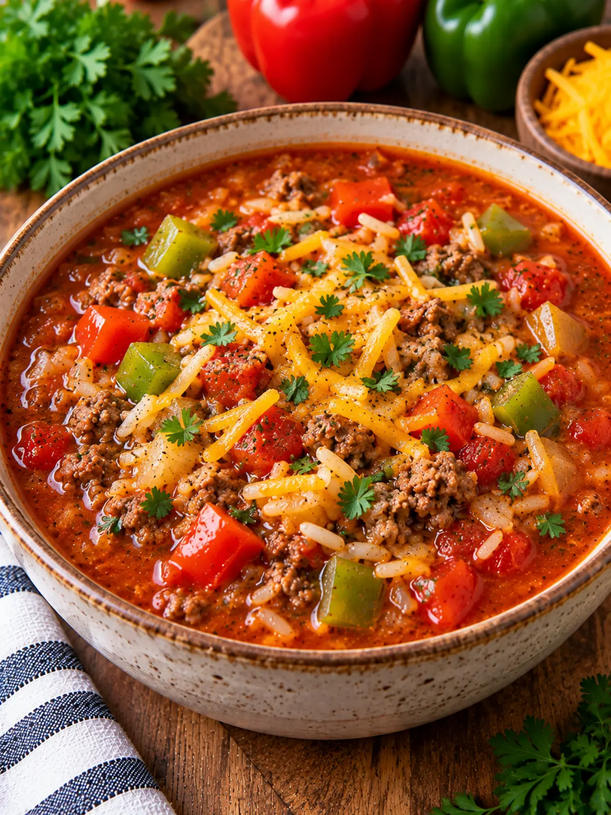 Stuffed Bell Pepper Soup - Hearty Comfort in a Bowl — finished dish